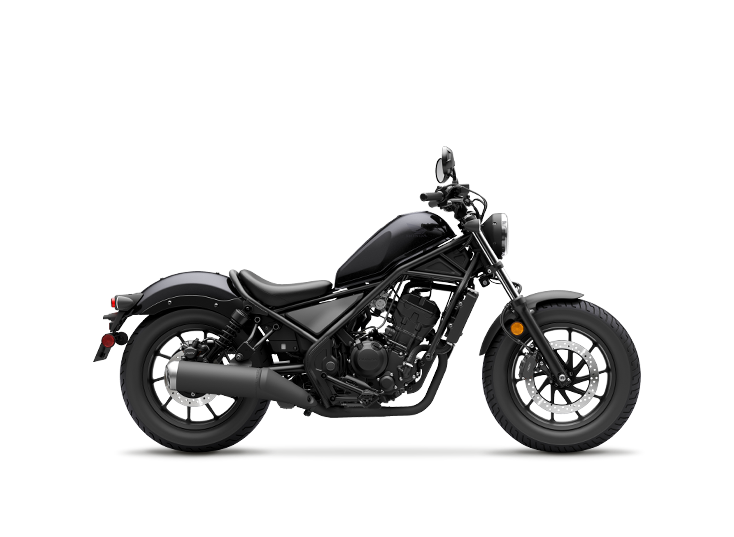 A right facing angle of Honda Rebel 300